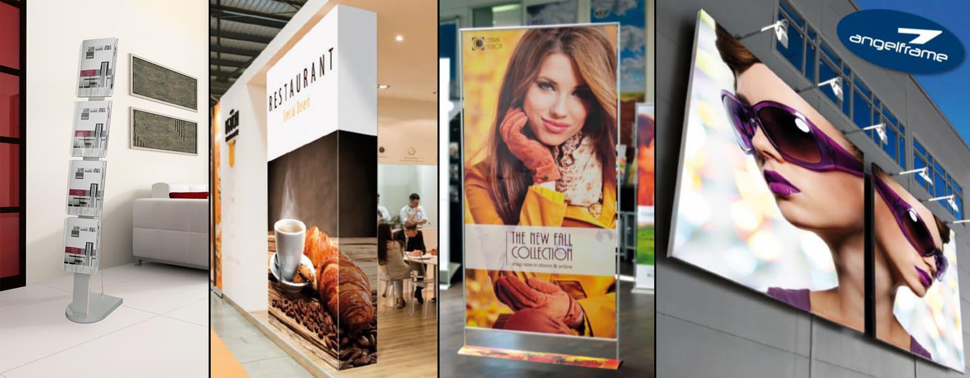 Prospektständer, Werbedisplay und beleuchtete Werbefläche am Point of Sale